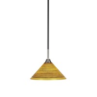 Paramount 1 Light Pendant In Matte Black And Brushed Nickel Finish With 12