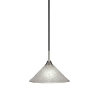 Paramount 1 Light Pendant In Matte Black And Brushed Nickel Finish With 12