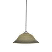 Paramount 1 Light Pendant In Matte Black And Brushed Nickel Finish With 16