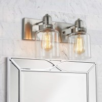 Bestier Modern Brushed Nickel 2-Light Bath Bathroom Vanity Wall Mounted Light Wall Sconce 2 E26 Led Bulbs Required Width 7 Inch Height 8.3 Inch