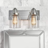 Bestier Modern Brushed Nickel 2-Light Bath Bathroom Vanity Wall Mounted Light Wall Sconce 2 E26 Led Bulbs Required Width 7 Inch Height 8.3 Inch