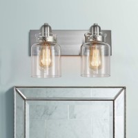 Bestier Modern Brushed Nickel 2-Light Bath Bathroom Vanity Wall Mounted Light Wall Sconce 2 E26 Led Bulbs Required Width 7 Inch Height 8.3 Inch