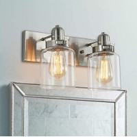 Bestier Modern Brushed Nickel 2-Light Bath Bathroom Vanity Wall Mounted Light Wall Sconce 2 E26 Led Bulbs Required Width 7 Inch Height 8.3 Inch