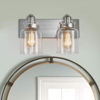 Bestier Modern Brushed Nickel 2-Light Bath Bathroom Vanity Wall Mounted Light Wall Sconce 2 E26 Led Bulbs Required Width 7 Inch Height 8.3 Inch