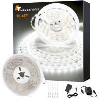 Ct Capetronix White Led Strip Light, 16.4 Feet 24 Volt Led Light Strip White, 6000K-6500K Daylight Super Bright Led Tape Light For Bedroom, Kitchen, Closet, Cabinet, Mirror, Indoor(Dimmer Included)