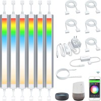 Smart Under Cabinet Lighting Strip Lights White & Color Changing Dimmable Work With Alexa Google Smart Thing Phone App, Rgb Multi Colored Lamp For Kitchen Counter Light Fixture (6 Lights Bar Kit)