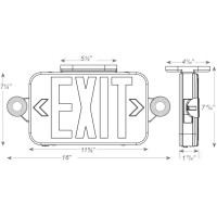 Litufine Double Face Led Combo Emergency Exit Sign With 2 Adjustable Head Lights And Back Up Batteries- Us Standard Red Letter Emergency Exit Lighting, Ul 924 And Cec Qualified, 120-277 Voltage