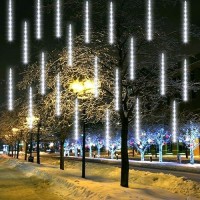 Funpeny Meteor Shower Rain Lights 288 Led Christmas Lights Icicle Snow Falling Christmas Lights Outdoor Raindrop Lights Xmas T