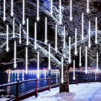 Funpeny Meteor Shower Rain Lights 288 Led Christmas Lights Icicle Snow Falling Christmas Lights Outdoor Raindrop Lights Xmas T