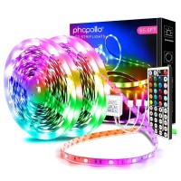 Phopollo 65.6Ft Led Lights For Bedroom, 5050 Color Changing Led Strip Lights With 44-Key Remote And 12V Power Supply, Led Lights Strip For Home Decoration.