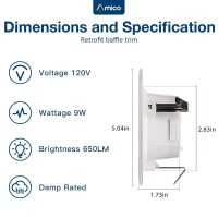 Amico 4 Inch 3Cct Led Recessed Lighting 12 Pack, Dimmable, Damp Rated, 9W=60W, 650Lm Can Lights With Baffle Trim, 3000K/4000K/5000K Selectable, Retrofit Installation - Etl & Fcc Certified