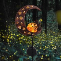 Teresa'S Collections Yard Art Decorations Outdoor Moon Backyard Decor, 39 Inch Angel Garden Gifts Decor For Outside Lawn Ornaments Fairy Solar Stake Lights Crackle Glass Globe Patio Landscape Pathway