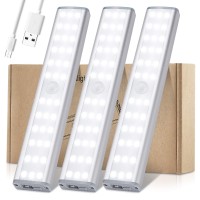 Led Closet Light, 30 Led Rechargeable Motion Sensor Light Indoor, Meromore Under Cabinet Lighting Wireless Stick-Anywhere Night Light With 600Mah Battery For Hallway Stairway Wardrobe Kitchen (3 Pack)