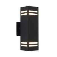 Artika Strike Modern Outdoor/Indoor Installation Sconce Wall Light Fixture 3-Way Stream, Black Finish With Frosted Glass Shade, Weatherproof, Bulb Not Included