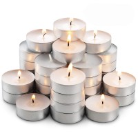 Montopack Unscented Tea Lights Candles In Bulk | 45 White, Smokeless, Dripless & Long Lasting Paraffin Tea Candles | Small Votive Mini Tealight Candles For Home, Pool, Shabbat, Weddings & Emergencies