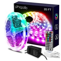 Phopollo Led Lights 20Ft For Bedroom Color Changing Luces Led Para Decoracion Rgb Diy Color Option With Power Supply And Remote