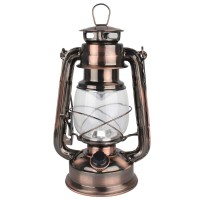 Vintage Led Hurricane Lantern, Warm White Battery Operated Lantern, Antique Metal Hanging Lantern With Dimmer Switch, 15 Leds, 150 Lumen For Indoor Or Outdoor Usage (Copper)