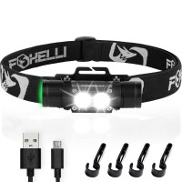 Foxelli Rechargeable Headlamp - Ultra Bright Led Head Lamp Flashlight, 1200 Lumen, Heavy-Duty, Ipx7 Waterproof Hard Hat Light For Work & Outdoors, Battery & Hooks Included