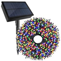 Tcamp 164Ft 500 Led Solar Christmas Lights Outdoor Waterproof With Remote Timer, 8 Modes Solar Powered Fairy String Lights For Christmas Tree Wedding Party Holiday Outdoor Indoor Decor (Multi-Color)