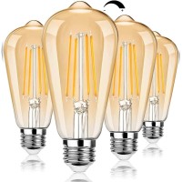 Dimmable Led Edison Light Bulbs 100W Incandescent Equivalent, Vintage Light Bulb 2700K Warm White(Amber Glass), St64/St21 Led Filament Bulbs 8W 1200Lm, E26 Led Edison Bulbs For Home, Reading 4-Pack