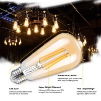 Dimmable Led Edison Light Bulbs 100W Incandescent Equivalent, Vintage Light Bulb 2700K Warm White(Amber Glass), St64/St21 Led Filament Bulbs 8W 1200Lm, E26 Led Edison Bulbs For Home, Reading 4-Pack