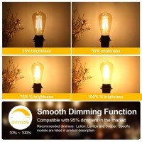 Dimmable Led Edison Light Bulbs 100W Incandescent Equivalent, Vintage Light Bulb 2700K Warm White(Amber Glass), St64/St21 Led Filament Bulbs 8W 1200Lm, E26 Led Edison Bulbs For Home, Reading 4-Pack