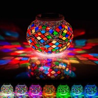 Mosaic Solar Lights Outdoor Color Changing,Waterproof Table Lamps,Crystal Glass Globe Ball Lights For Garden,Patio,Yard, Party Decorations