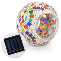 Mosaic Solar Lights Outdoor Color Changing,Waterproof Table Lamps,Crystal Glass Globe Ball Lights For Garden,Patio,Yard, Party Decorations