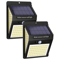 2 Pack] 140Led Solar Security Lights Outdoor, Solar Motion Sensor Lights 270Awide Angle Waterproof Solar Powered Durable Wall Lights Outside 3 Lighting Modes For Garden Fence Door Yard Garage Pathway