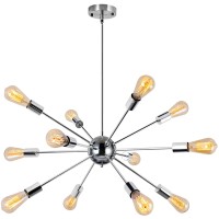 Pakokula 12 Lights Mid Century Sputnik Chandelier Chrome Modern Sputnik Ceiling Light Fixture Industrial Vintage Pendant Lighting For Dining Room Living Room Bedroom Kitchen