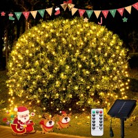 Jmexsuss Solar Net Lights Outdoor Waterproof, 320 Led 9.8Ft X 6.6Ft Solar Net Bush Lights Outdoor Mesh Lights With Remote, 8 Modes Net Christmas Lights For Bushes, Warm White