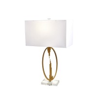 Anchor your home decor with the inclusion of this stunning Table Lamp The linen fabric shade with 150watt power capacity with 3 way intensity control switch that will brighten and creates a pleasing glow in the room The abstract support with a square glas