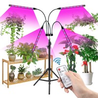 Growstar Plant Grow Light With Stand 4 Heads Red Blue Spectrum Grow Lamps With 1563 Adjustable Tripod Stand 4812H Timer