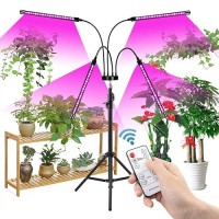 Growstar Plant Grow Light With Stand 4 Heads Red Blue Spectrum Grow Lamps With 1563 Adjustable Tripod Stand 4812H Timer