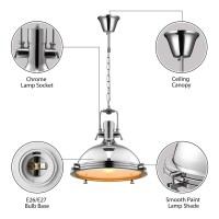 Xindar Pendant Light Industrial Dome Chandelier With Frosted Glass Diffuser Pendant Lamp For Kitchen Island Barn Restaurant