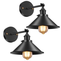 Licperron Black Wall Sconce, Industrial Vintage Wall Sconces Lighting Set Of Two For Bedroom Kitchen Bathroom, 240 Degree Adjustable Rustic Antique Gooseneck Wall Lamp, Whole Lamp Ul Approval