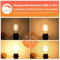 G25 Led Edison Dimmable Globe Light Bulbs 100W Equivalent 1200Lm 2700K Soft Warm White Led Vanity Light 8W E26 Medium Base Vintage Filament Bulbs For Bedroom Bathroom Makeup Mirror Pendant 4 Packs