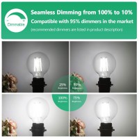 G25 Led Edison Dimmable Globe Light Bulbs 100Watt Equivalent 1200Lm 5000K Daylight White Led Vanity Light 8W E26 Medium Base Vintage Filament Bulbs For Bedroom Bathroom Makeup Mirror Pendant 4 Packs