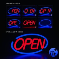 Maxlit Oval Shaped Led Tube Neon Open Sign Large Size 24 X 12 Bluered