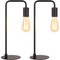 Industrial Table Lamps Modern Edison Bedside Desk Lamps Set of 2 for Bedroom Office Living Room Black