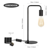 Industrial Table Lamps Modern Edison Bedside Desk Lamps Set of 2 for Bedroom Office Living Room Black