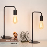 Industrial Table Lamps Modern Edison Bedside Desk Lamps Set of 2 for Bedroom Office Living Room Black