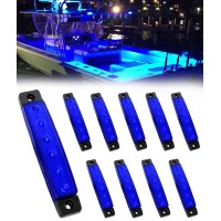 Shangyuan Marine Boat Lights, Utility Led Interior Lights For Deck Courtesy Transom Cockpit Light, 12V Waterproof Marine Lighs For Yacht Fishing Pontoon Boat Sailboat Kayak Bass Boat, Blue, 10Pcs