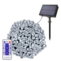 Blingstar Solar Christmas Lights 200 Led 75Ft String Lights 8 Modes Waterproof Fairy Lights Remote Control & Timer Cool White Solar Powered Christmas Lights For Indoor Outdoor Home Patio Decoration