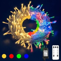 Hopolon Color Changing Outdoor String Lights, 33Ft 100 Led 9 Modes With Remote, Christmas Fairy String Lights Decor For Christmas/Party/Tree/Wedding/Holiday Decorations (Warm White & Multi Color)