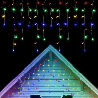 Twinkle Star 360 Led Christmas Icicle Lights Outdoor Dripping Ice Cycle Lights, 29.5Ft 8 Modes Curtain Fairy Lights With 60 Drops, Indoor Xmas Holiday Wedding Party Decorations, Multicolor