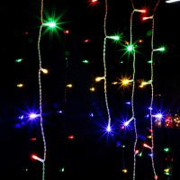 Twinkle Star 360 Led Christmas Icicle Lights Outdoor Dripping Ice Cycle Lights, 29.5Ft 8 Modes Curtain Fairy Lights With 60 Drops, Indoor Xmas Holiday Wedding Party Decorations, Multicolor