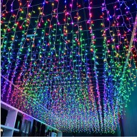 Twinkle Star 360 Led Christmas Icicle Lights Outdoor Dripping Ice Cycle Lights, 29.5Ft 8 Modes Curtain Fairy Lights With 60 Drops, Indoor Xmas Holiday Wedding Party Decorations, Multicolor