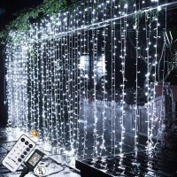 Maggift 304 Led Curtain String Lights, 9.8 X 9.8 Ft, 8 Modes Plug In Fairy String Light With Remote Control, Christmas, Backdrop For Indoor Outdoor Bedroom Window Wedding Party Decoration, Cool White