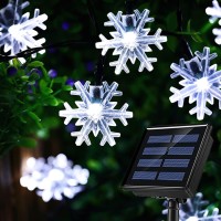 Hugsvik 50 Led Solar Snowflake Lights String, 8 Modes Solar Christmas Lights Outdoor Blue Waterproof, Solar Christmas Snowflake String Lights For Outdoor Christmas Decoration Party Garden Yard Patio